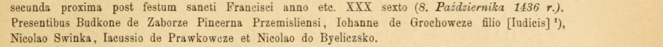 Printed Latin entry no. 102 with the words Iacussio de Prawkowcze